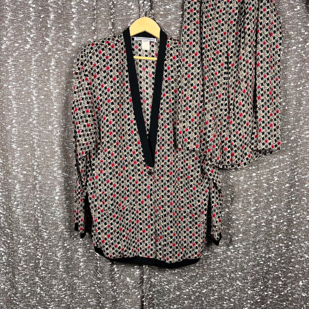 Norton McNaughton Houndstooth Pattern Pleated Skirt And Blouse‎ Size 8